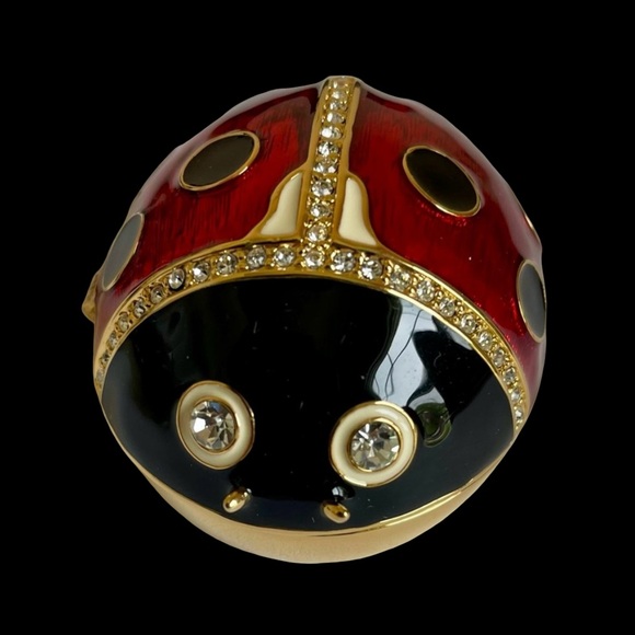 Vintage Joan Rivers Gold Plated Ladybug Trinket Box - Picture 1 of 10